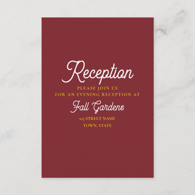 Carte D'accompagnement Réception De Mariage Moderne Rétro (Devant)