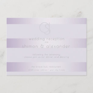 Carte D'accompagnement Réception de mariage Monogramme à rayures scinti