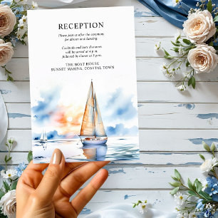 Carte D'accompagnement Réception de mariage nautique au coucher du soleil