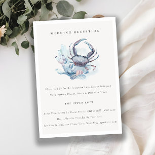 Carte D'accompagnement Réception de mariage nautique corail crabe sous-ma