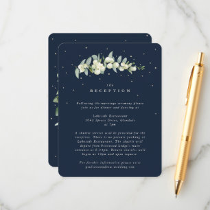 Carte D'accompagnement Réception de mariage Navy Snowberry + Eucalyptus S