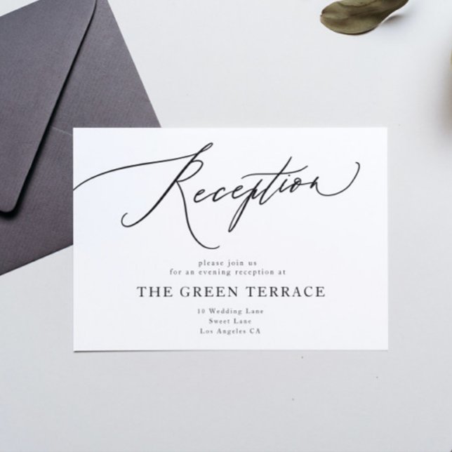 Carte D'accompagnement Réception De Mariage Noir Blanc Traditionnelle (Créateur téléchargé)