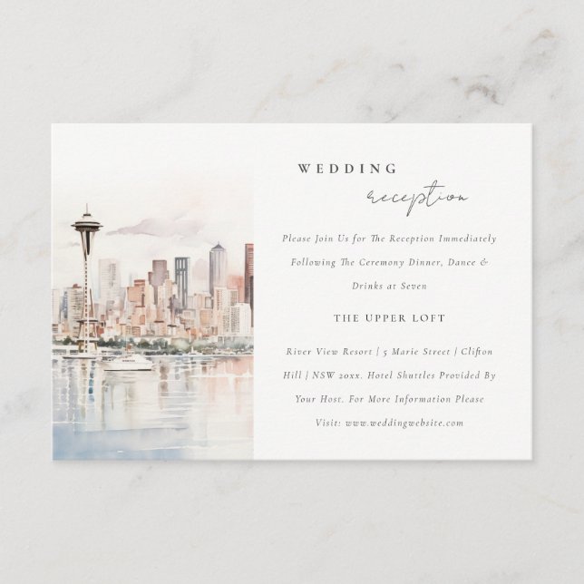 Carte D'accompagnement Réception de mariage paysage Seattle Washington (Devant)