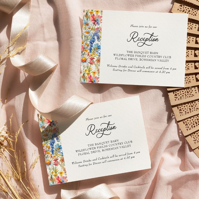 Carte D'accompagnement Réception de mariage pour Fleurs sauvages de pays (Reception Card from the Country Wildflower wedding collection by Darling & May)