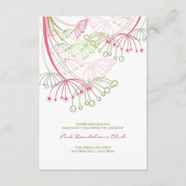 Carte D'accompagnement Réception de mariage printanier aux fleurs de piss (Devant)