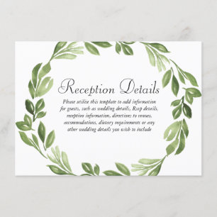Carte D'accompagnement Réception de mariage printanier avec verdure à l'a