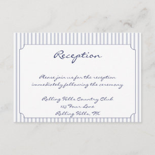 Carte D'accompagnement Réception de mariage rayée gris ancre nautique