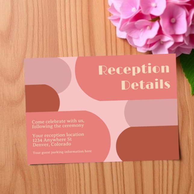 Carte D'accompagnement Réception de mariage rétro Arches corail rose (Créateur téléchargé)