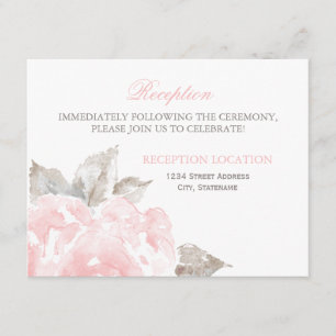 Carte D'accompagnement Réception de mariage Rose aquarelle rose
