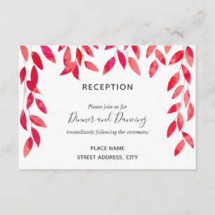 Carte D'accompagnement Réception de mariage rose chaud