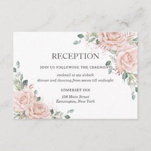 Carte D'accompagnement Réception de mariage Rose Gold Floral Rose Blush
