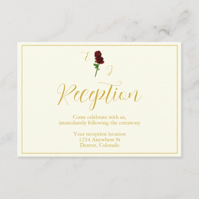 Carte D'accompagnement Réception de mariage Rose Gold Ivory (Devant)