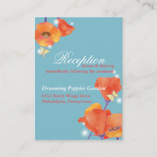 Carte D'accompagnement Réception de mariage rouge coquelicot bleu