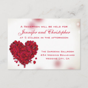 Carte D'accompagnement Réception de mariage rouge de coeur d'amour de
