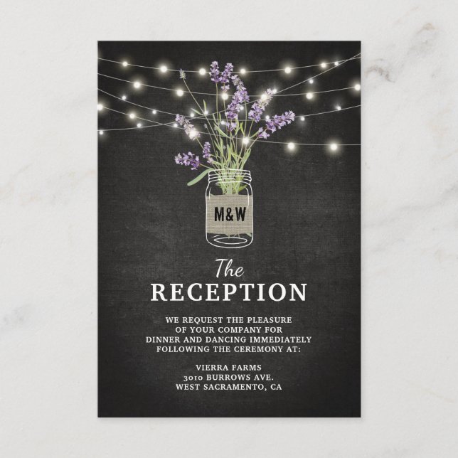 Carte D'accompagnement Réception de mariage rustique au lavande en pot le (Devant)