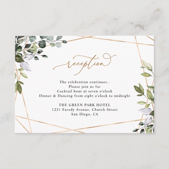 Carte D'accompagnement Réception de mariage rustique eucalyptus verdure o (Devant)
