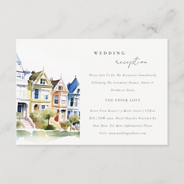 Carte D'accompagnement Réception de mariage San Francisco Painted Ladies (Devant)