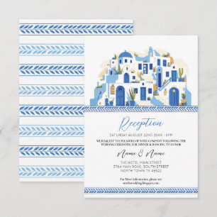 Carte D'accompagnement Réception de mariage Santorin Grèce Bleu Grec