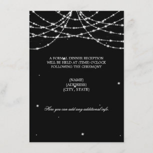 Carte D'accompagnement Réception de mariage scintillante en noir