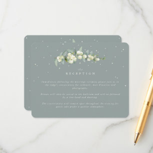 Carte D'accompagnement Réception de mariage Seafoam Snowberry+Eucalyptus