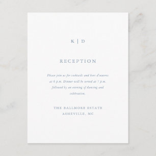 Carte D'accompagnement Réception de mariage simple bleu poussiéreux