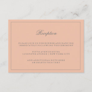 Carte D'accompagnement Réception de mariage simple et élégant rose pâle