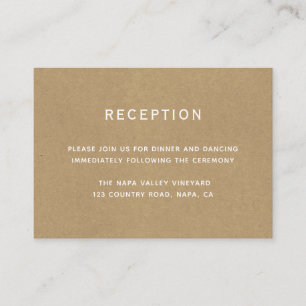 Carte D'accompagnement Réception De Mariage Simple Faux Rustic Kraft