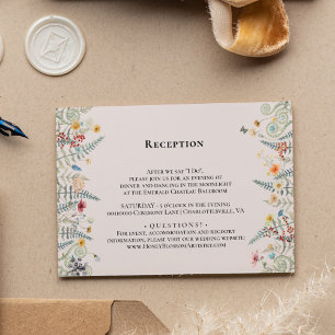 Carte D'accompagnement Réception de mariage simple Fleur sauvage Fern Lav