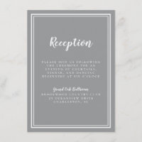 Réception de mariage simple gris chic encadré blan