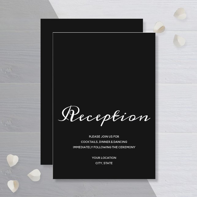 Carte D'accompagnement Réception de mariage simple noir et blanc à petit  (Créateur téléchargé)