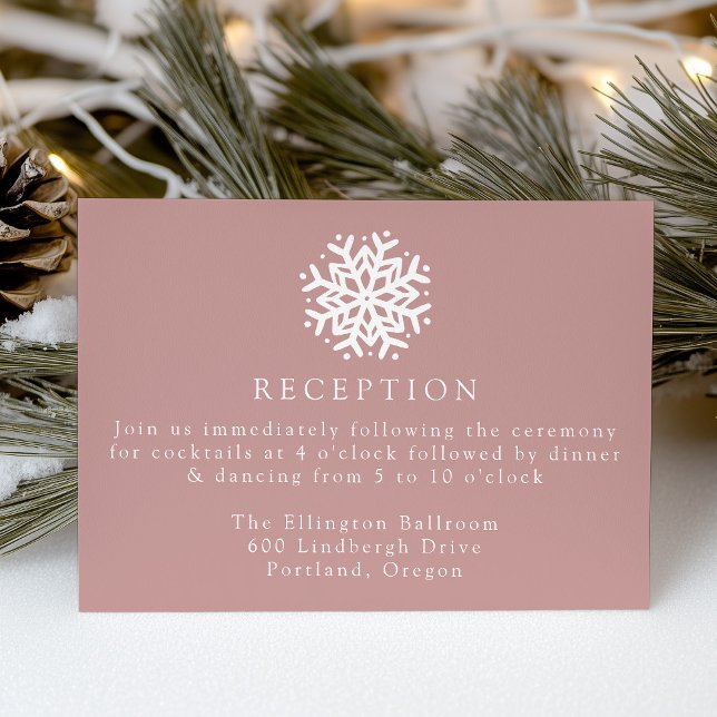 Carte D'accompagnement Réception de mariage Simple Snowflake Dusty Rose (Créateur téléchargé)