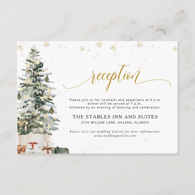 Carte D'accompagnement Réception de mariage sous l'arbre de Noël (Devant)