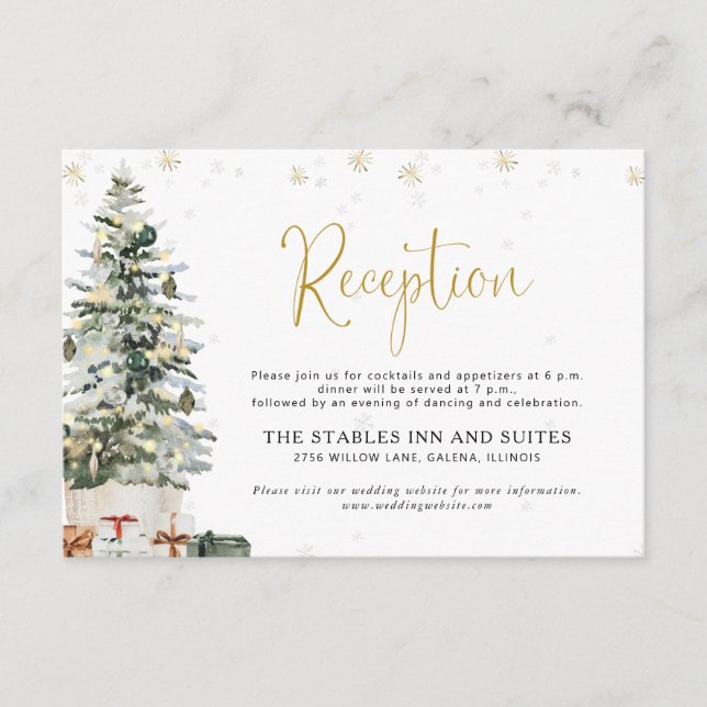 Carte D'accompagnement Réception de mariage sous l'arbre de Noël (Devant)
