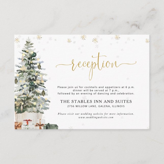 Carte D'accompagnement Réception de mariage sous l'arbre de Noël (Devant)