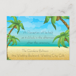 Carte D'accompagnement Réception de mariage sur une plage tropicale avec