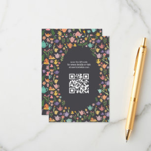 Carte D'accompagnement Réception de Mariage Tea Party Code QR PERSONNALIS