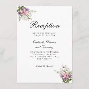 Carte D'accompagnement Réception de mariage traditionnel floral vert rose