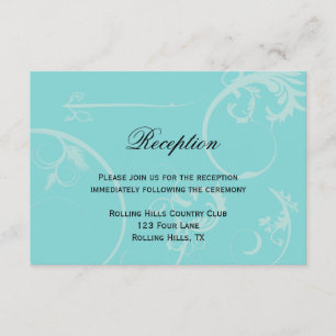 Carte D'accompagnement Réception de mariage Turquoise avec Tourbillon Noi