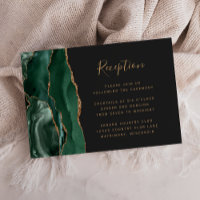 Réception de mariage vert émeraude foncé avec agat