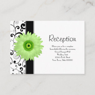 Carte D'accompagnement Réception de mariage Vert Gerbera Daisy Black Scro