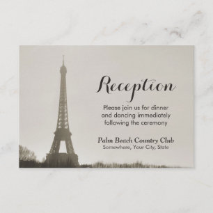 Carte D'accompagnement Réception de mariage vintage de Tour Eiffel de