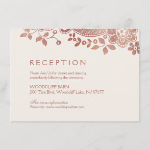Carte D'accompagnement Réception de mariage vintage élégante de dentelle
