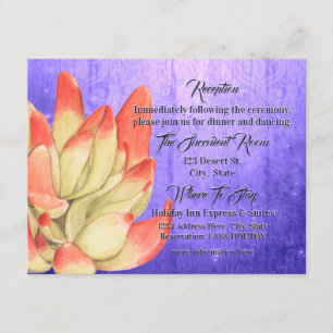 Carte D'accompagnement Réception de succulente à pointe orange aquarelle