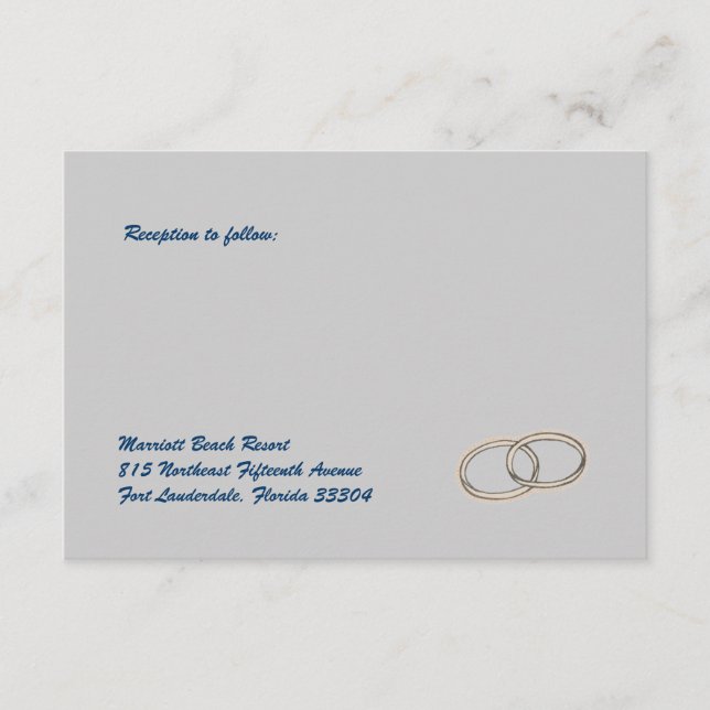 Carte D'accompagnement Réception des alliances de mariage (Devant)