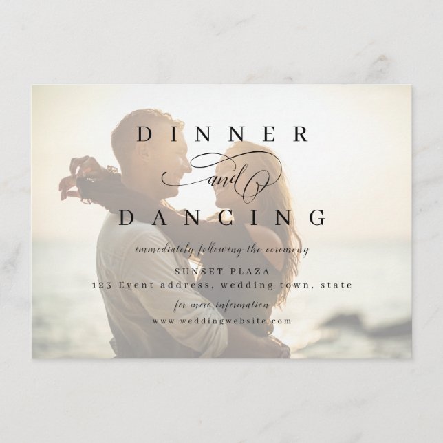 Carte D'accompagnement Réception d'un mariage avec une photo de script ro (Devant)