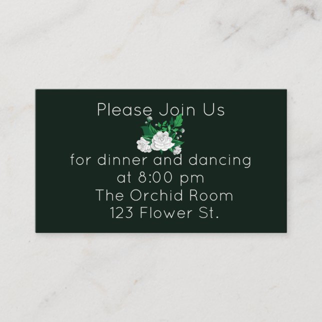 Carte D'accompagnement Réception Elégante Camélia Blanc (Devant)