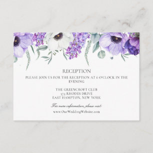 Carte D'accompagnement Réception en ligne du Mariage Floral Violet