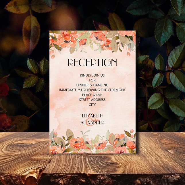 Carte D'accompagnement Réception Florale Aquarelle Chic (Watercolor Floral Wedding Reception Enclosure Cards)