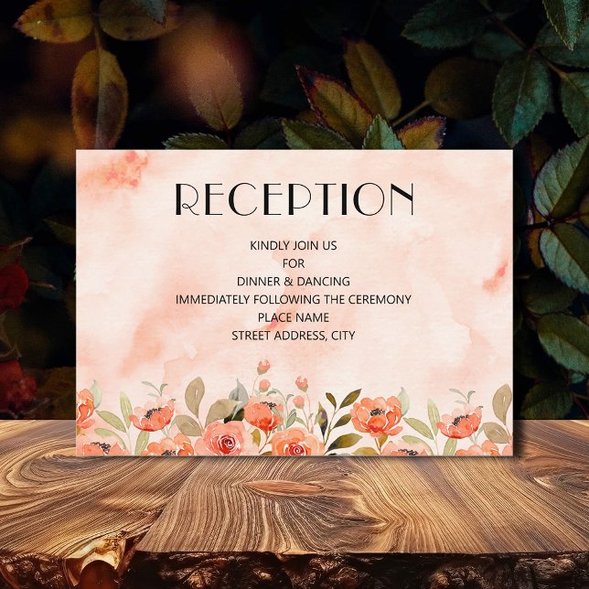 Carte D'accompagnement Réception Florale Aquarelle Chic (Watercolor Floral Wedding Reception Enclosure Cards)