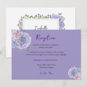 Carte D'accompagnement Réception florale de hortensia bleu lilas moderne